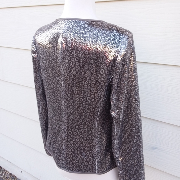 Vintage Silver Sequin Jacket Kasper Size 6 - Picture 3 of 7